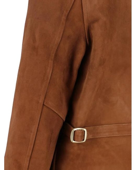 TONYWACK Brown Suede Zip Jacket for men