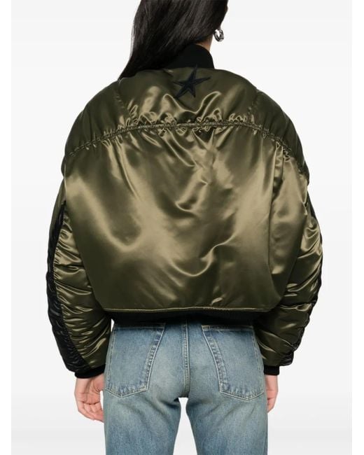 Mugler Black Recycled Satin Color-Block Bomber Jacket