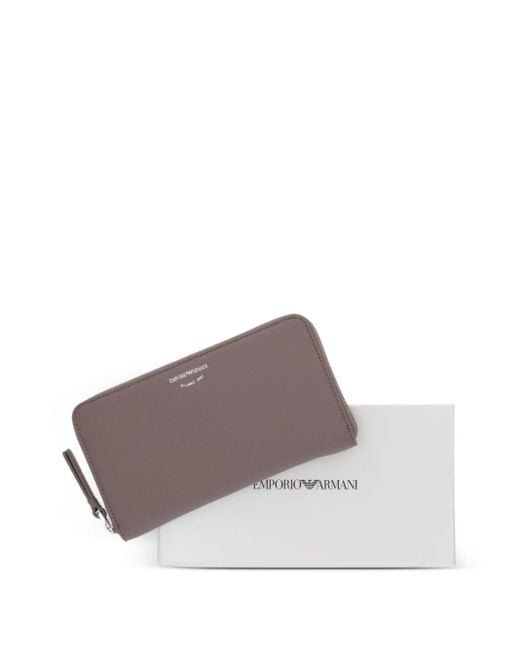 Emporio Armani Gray Logo-Lettering Zip-Fastening Wallet