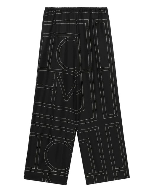 Totême  Black Geometrische Hose Mit Monogramm