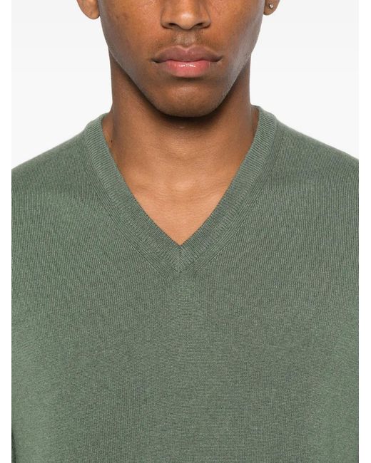 Fedeli Green V-Neck Sweater for men