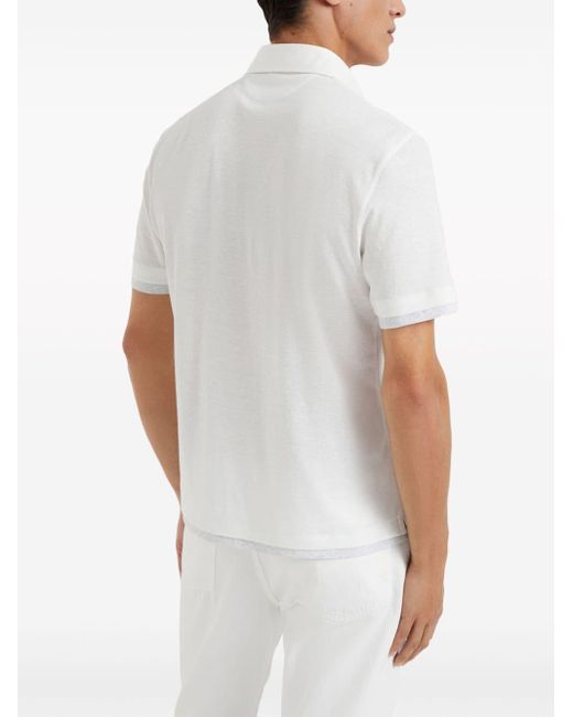 メンズ Brunello Cucinelli レイヤード ポロシャツ White