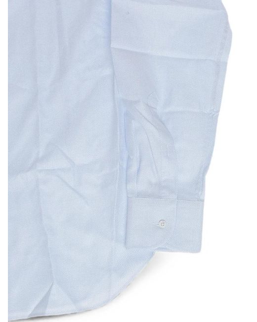 Corneliani Blue Wave-Pattern French-Collar Shirt for men
