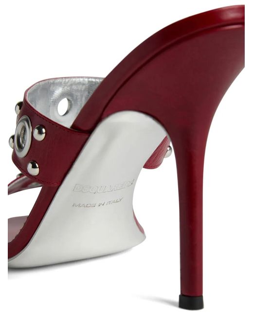 DSquared² Pink Eyelet-Embellishment Leather Sandals