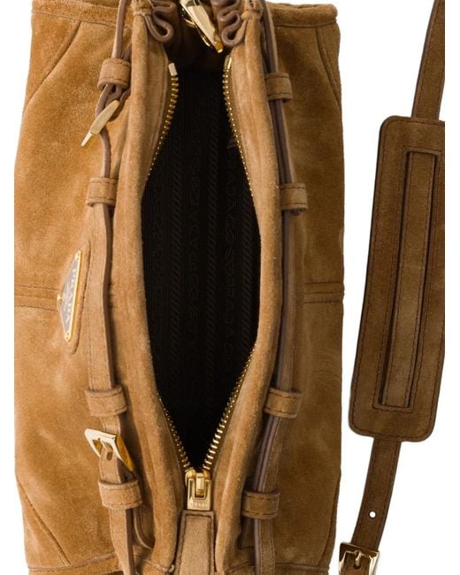 Prada Brown Bonnie Small Suede Shoulder Bag
