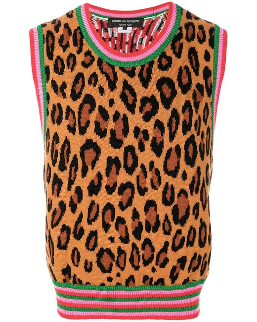 Comme des Garçons Multicolor Leopard Print Sweater Vest for men