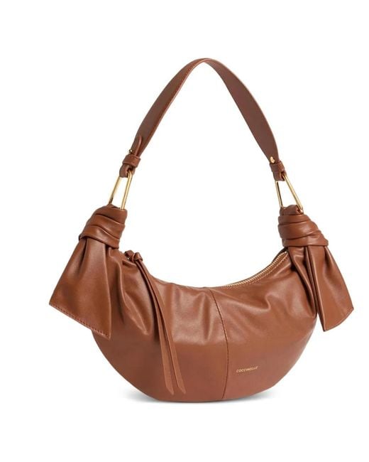 Coccinelle Brown Furoshiki Knot-Detail Small Shoulder Bag