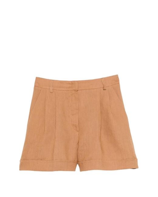 ACTUALEE Natural Pleated Shorts