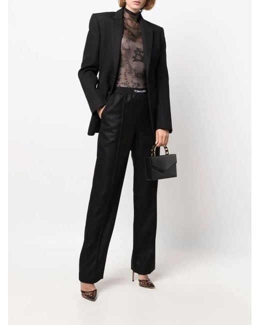 Tom Ford Black Logo-waistband Straight Trousers