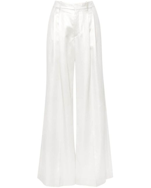 Chloé White Wide-Leg Silk Trousers