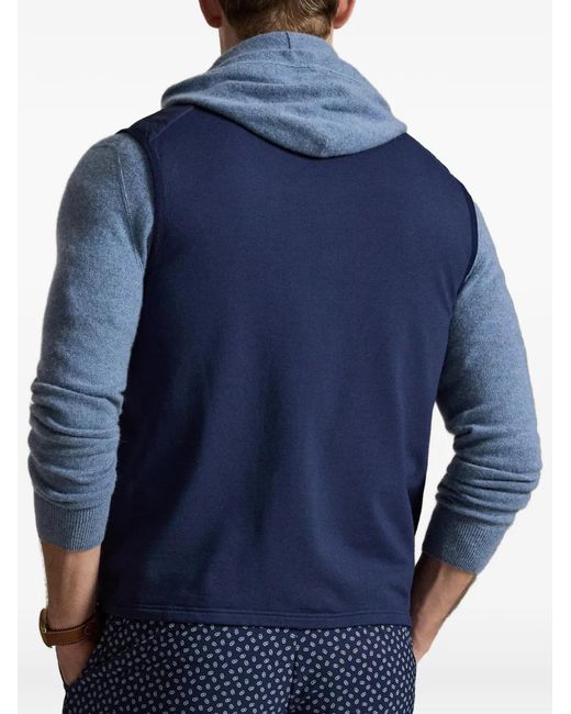 Ralph Lauren Blue Woven Zip Vest for men