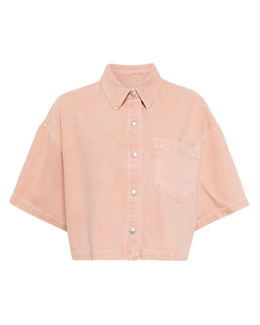 Agolde Pink Rona Wide-sleeve Denim Shirt