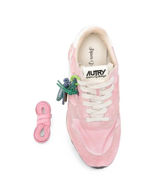 Autry Pink Super Vintage Panelled Sneakers