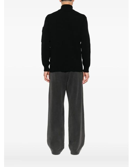 C P Company Black Knitwear Polo Collar for men
