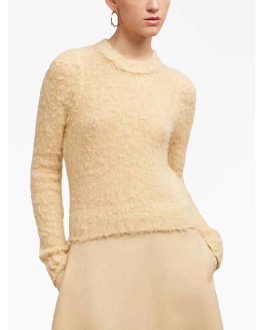 AMI Natural Crew-Neck Brushed Jumper