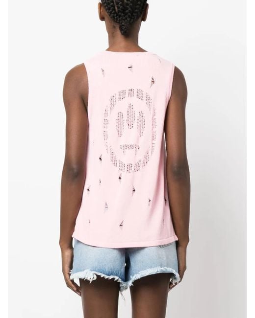Barrow Pink Distressed-Effect Sleeveless Top