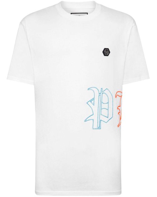 Philipp Plein T-Shirt mit Logo-Stickerei in White für Herren