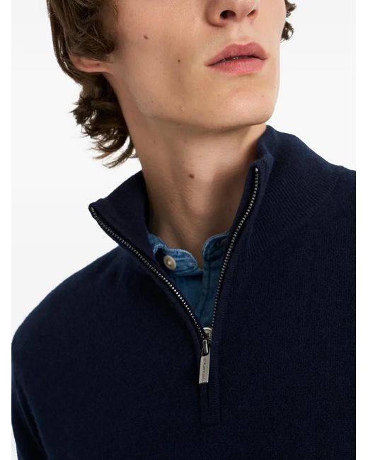 Pringle of Scotland Blue Quarter-Zip Cashmere Sweater for men