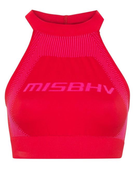 Reggiseno sportivo con logo jacquard di M I S B H V in Red