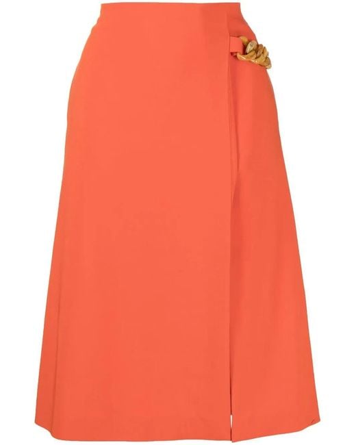 Stella McCartney Orange Falabella Chain A-Line Skirt