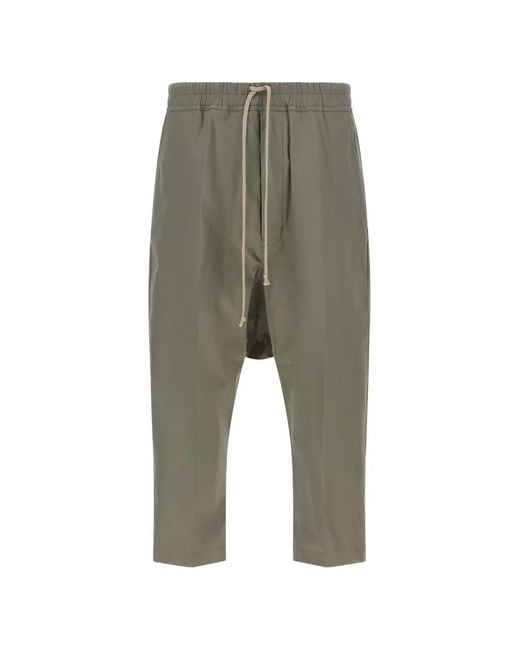 Rick Owens Green Drawstring Cropped Trousers for men