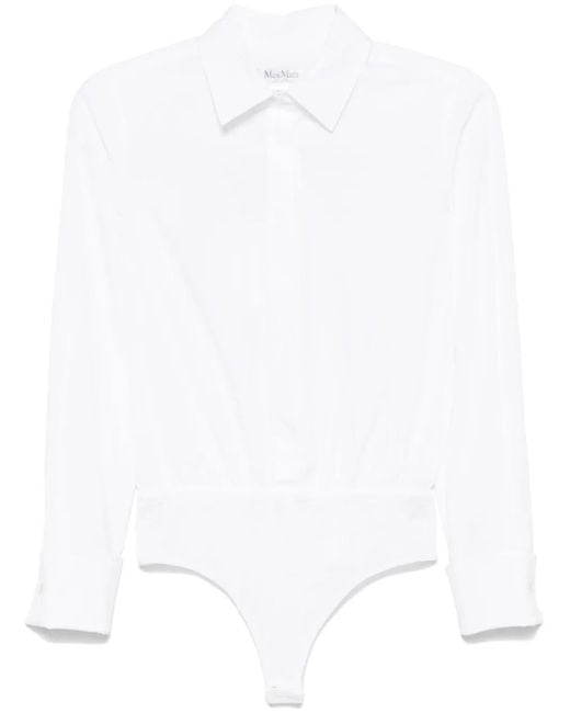 Max Mara White Angora123 Popeline Body Shirt