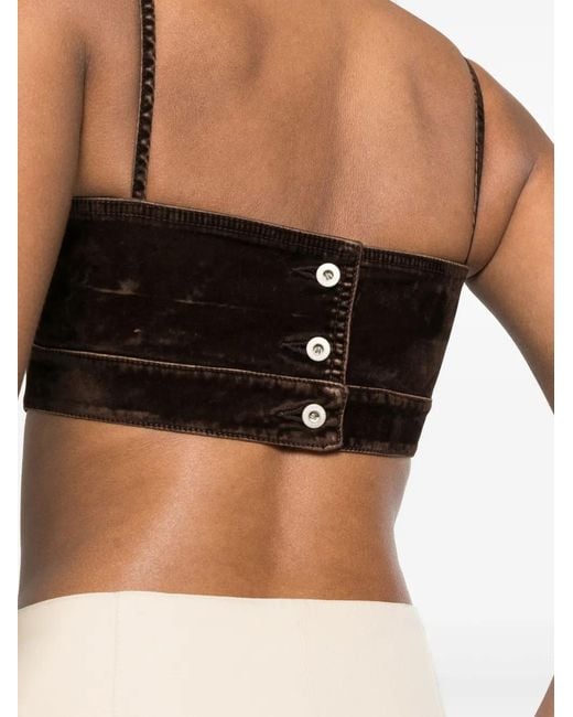 Loewe Black V-Neck Velour Cropped Top