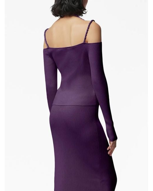 Altuzarra Purple Odin Cut-Out Ribbed-Knit Top
