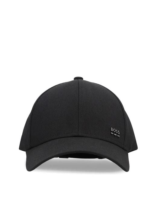 Boss Black Cotton-Twill Cap With Signature Stripes for men