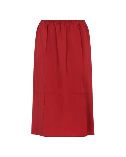 Carven Gathered-Waist Midi Skirt