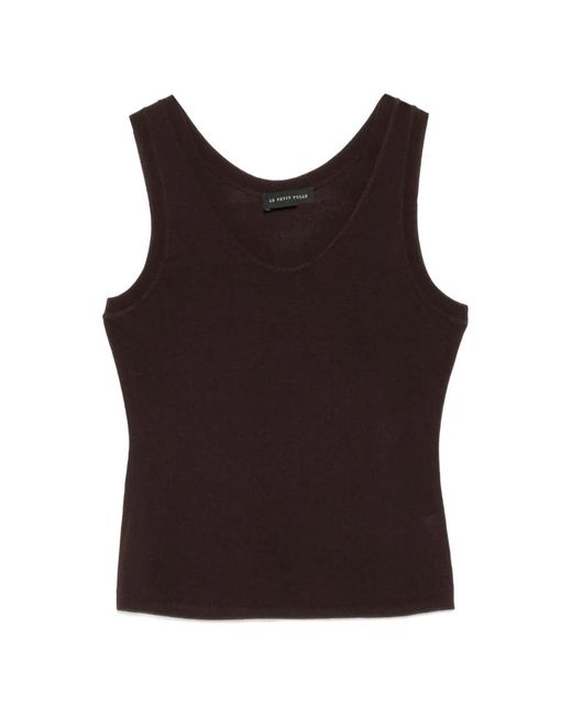 Le Petite Pulle Brown Ribbed-Knit Tank Top