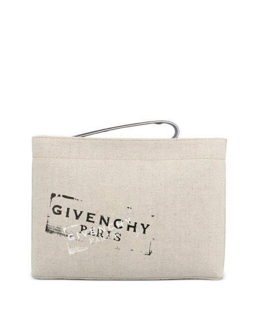 Givenchy Natural Logo Print Clutch Bag for men