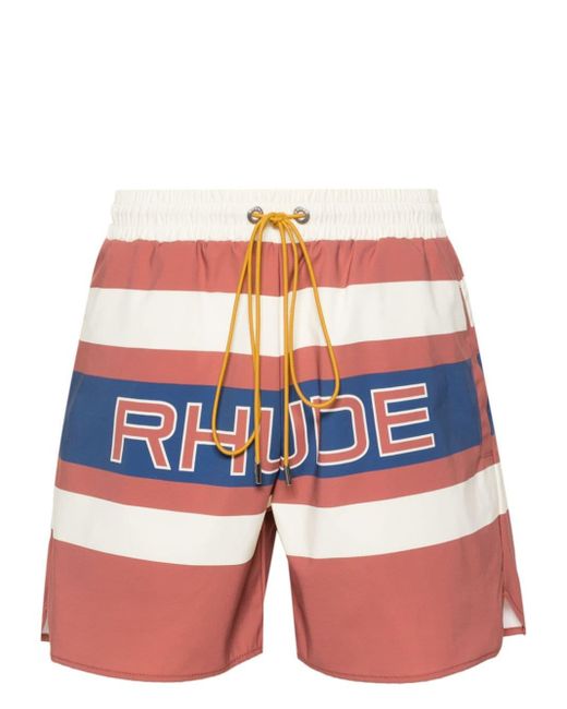 Rhude Red Pavil Logo-print Shorts for men