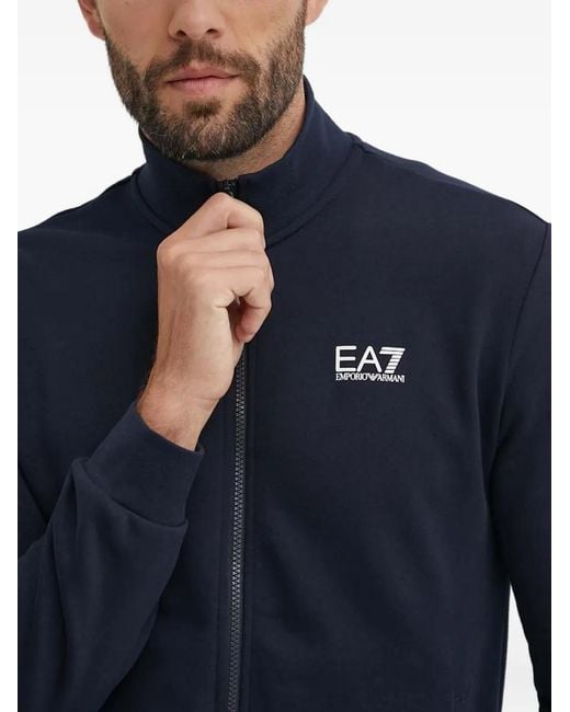 EA7 Blue Zip Logo Jumpsuit for men