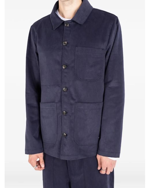 Societe Anonyme Blue Work Button-Up Cotton Shirt Jacket for men