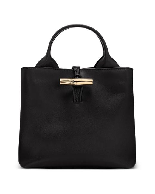 Longchamp Le Roseau レザーハンドバッグ S Black