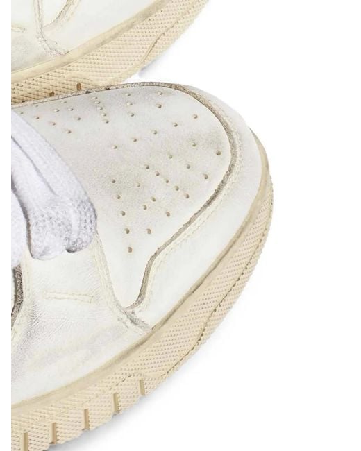1989 STUDIO White Distressed-Effect Perforated Sneakers