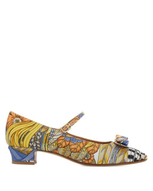 Ferragamo Brown 30Mm Bow-Embellished Mary Jane Pumps
