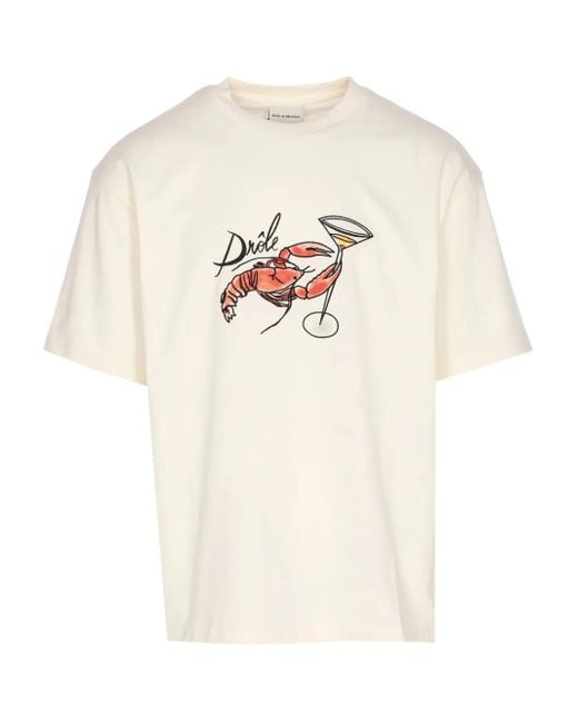 Drole de Monsieur T-Shirt Met Grafische Print in het White voor heren