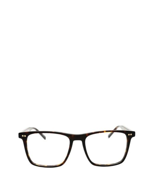 Tommy Hilfiger Black Tortoiseshell-Effect Rectangle-Frame Glasses for men