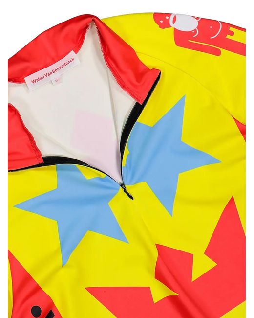 Walter Van Beirendonck Yellow Waakzaam Graphic-Print Zip Top for men