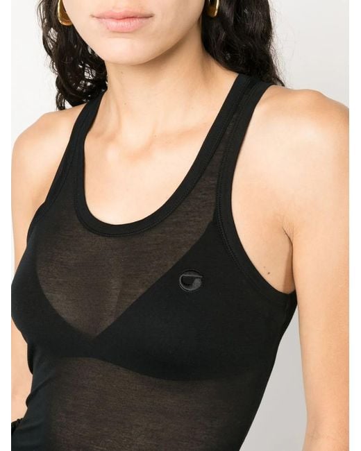 Coperni Black Semi-Sheer Racerback Top