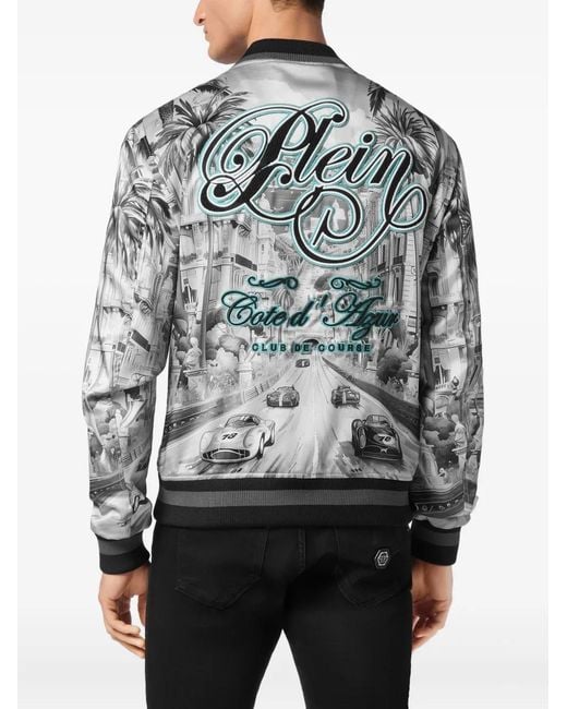 Philipp Plein Gray D'Azur Bomber Jacket for men
