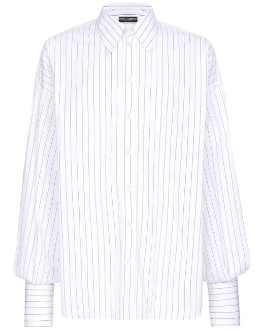 Dolce & Gabbana White Striped Long-sleeve Shirt for men