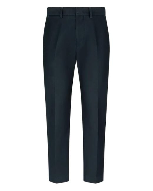 Tom Ford Blue Cotton Straight-Leg Trousers for men