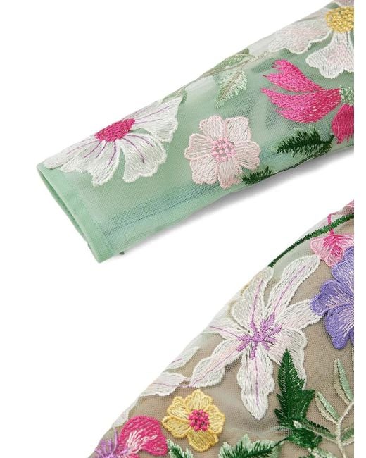Bronx and Banco White Juliette Floral-Embroidered Maxi Gown Dress