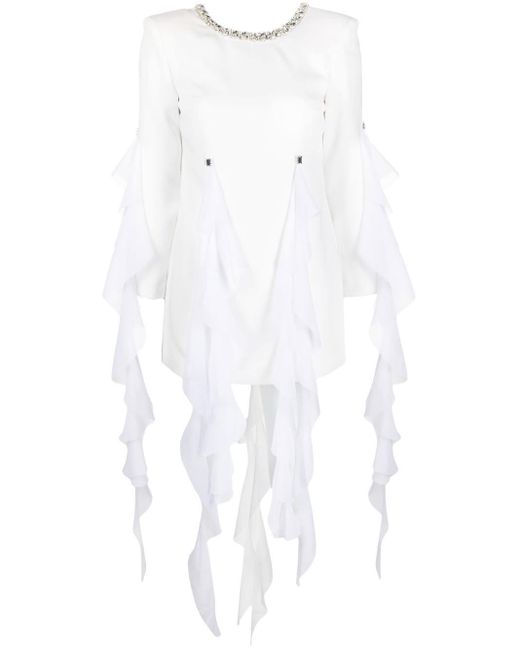 Loulou Crystal-embellished Ruffled Dress in White | Lyst