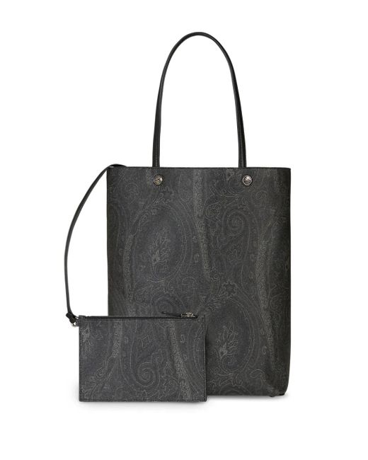 Etro Black Paisley-Print Open-Top Tote Bag for men
