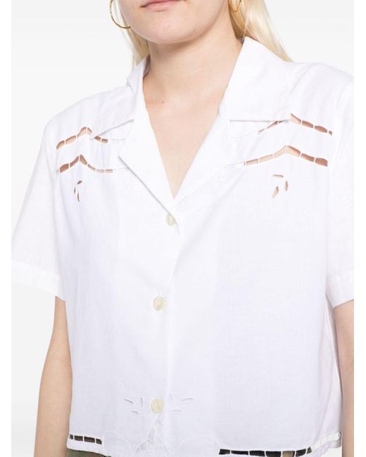 MARINE SERRE White Regenerated Household Linen Cotton Shirt