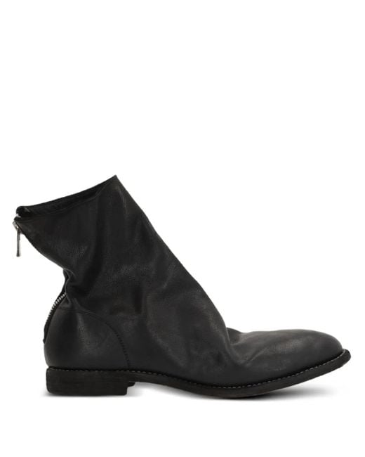 Guidi Black Zip-Fastening Leather Boots for men
